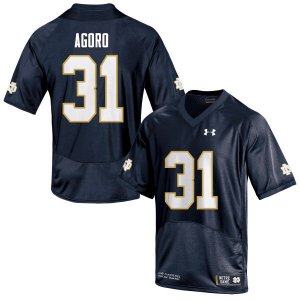 Notre Dame Fighting Irish Men's Temitope Agoro #31 Navy Under Armour Authentic Stitched College NCAA Football Jersey YNM0799CE